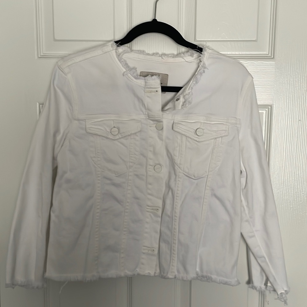 Sanctuary distressed white denim jacket